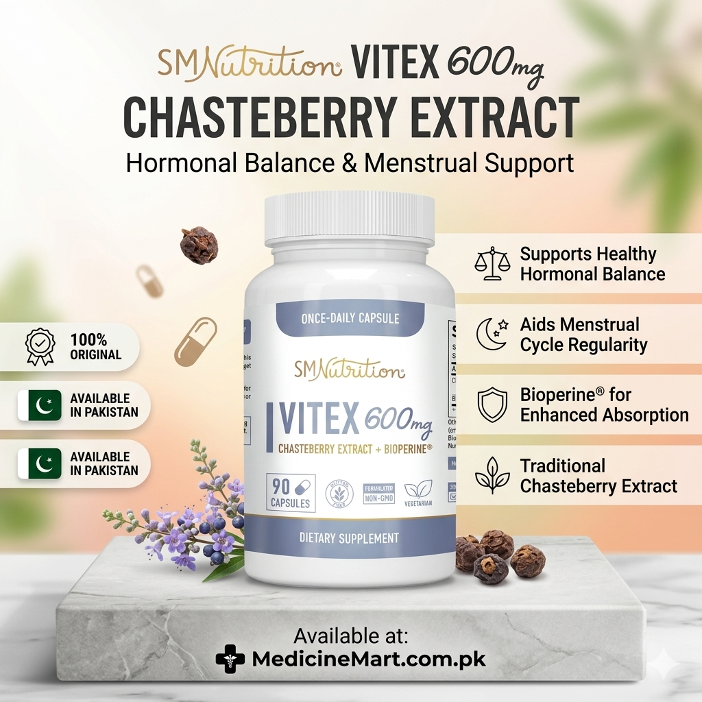 SMNutrition Vitex 600mg Chasteberry Extract Plus Bioperine 90 Capsules