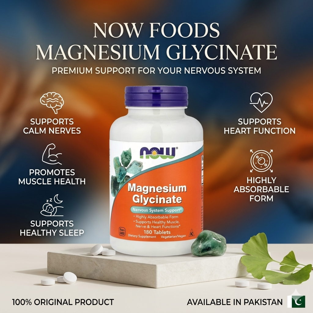 NOW Foods Magnesium Glycinate 180 Tablets 100mg in Pakistan