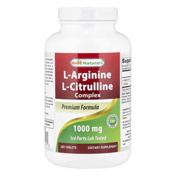 Best Naturals L-Arginine L-Citrulline Complex 1000mg 250 Tablets