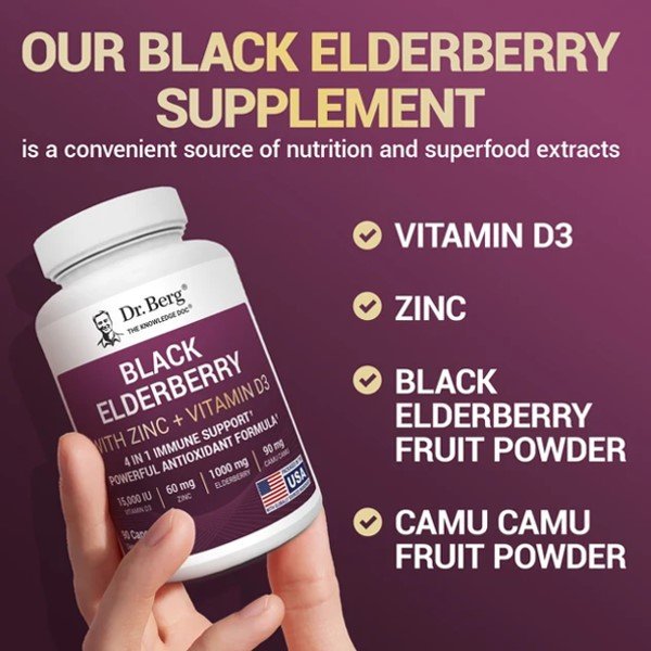 Dr. Berg Black Elderberry 1000mg with Zinc & Vitamin D3 in Pakistan