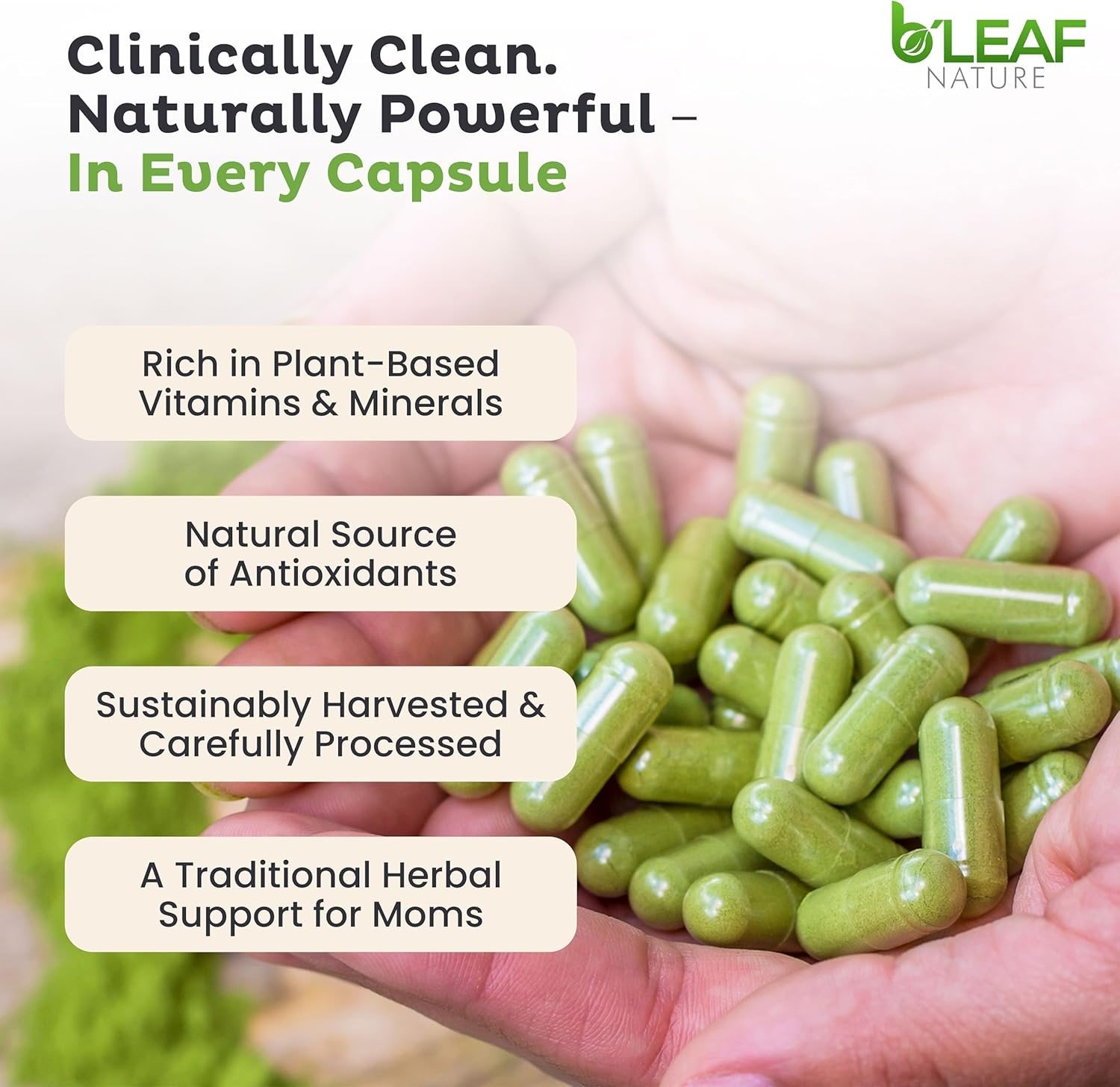 B'leaf Nature Moringa Leaf Powder 90 Capsules in Pakistan