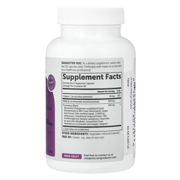Micro Ingredients NMN 120 Vegetarian Capsules