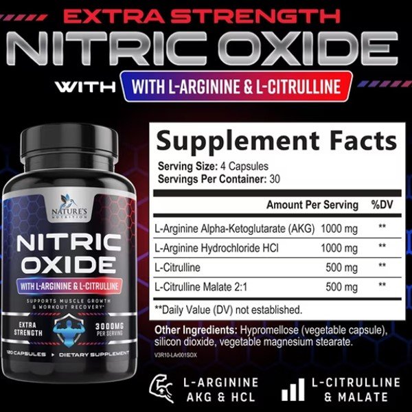 Nitric Oxide Booster Extra Strength 120 Capsules