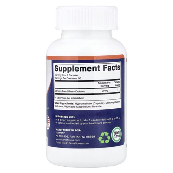 Vitamatic Lithium Orotate 20mg 90 Capsules in Pakistan